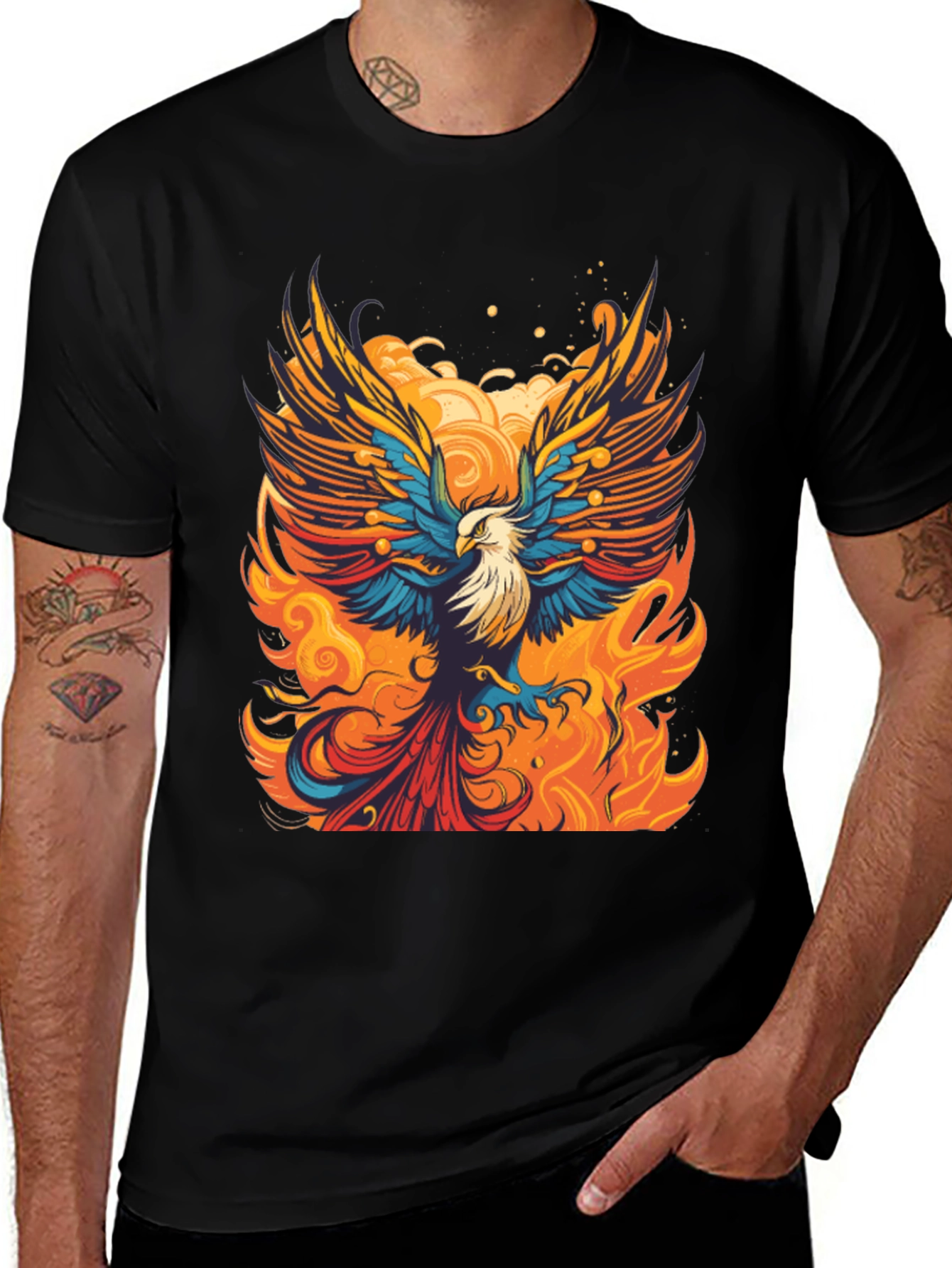 Phoenix Fire Bird Graphic Tee - Bold Artistic Design