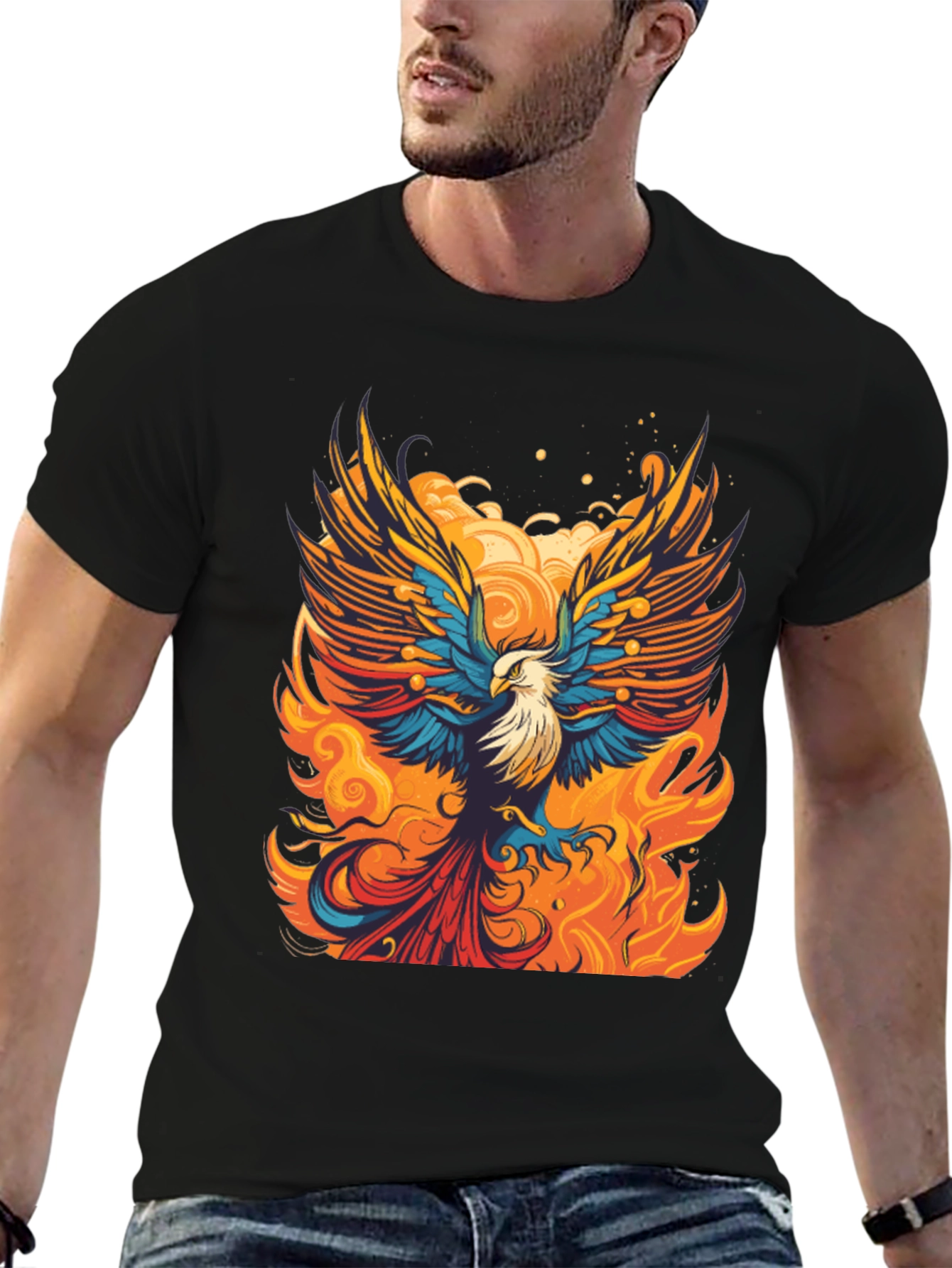 Phoenix Fire Bird Graphic Tee - Bold Artistic Design