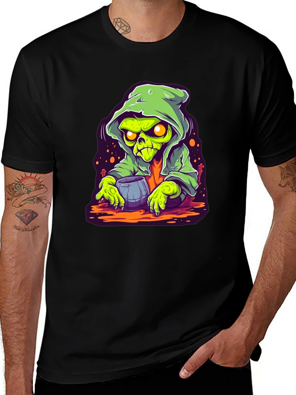 Grim Reaper Cartoon Graphic Black T-Shirt