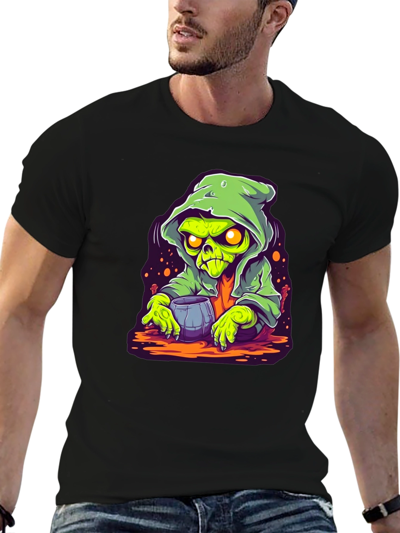 Grim Reaper Cartoon Graphic Black T-Shirt