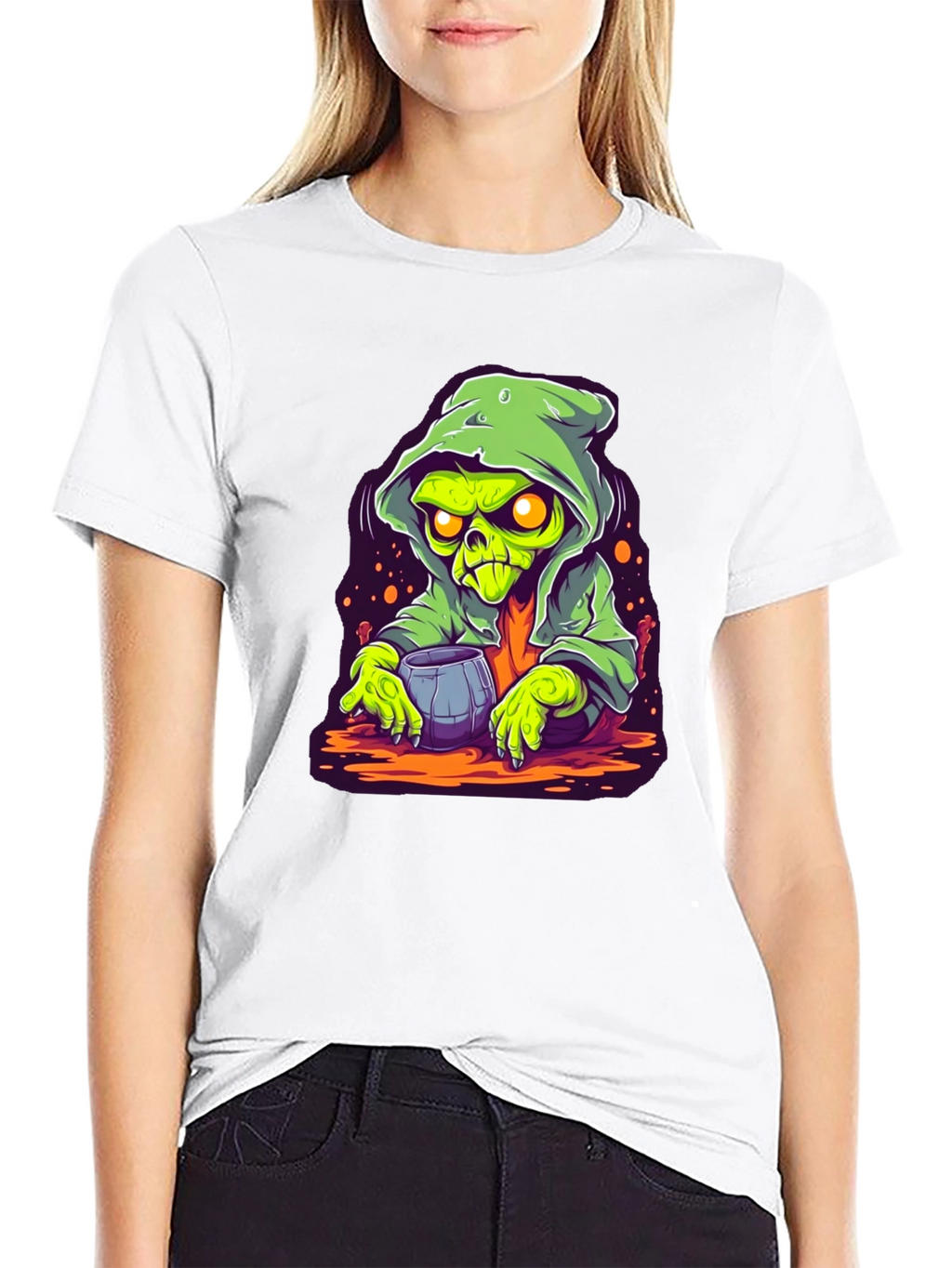Grim Reaper Cartoon Graphic Black T-Shirt