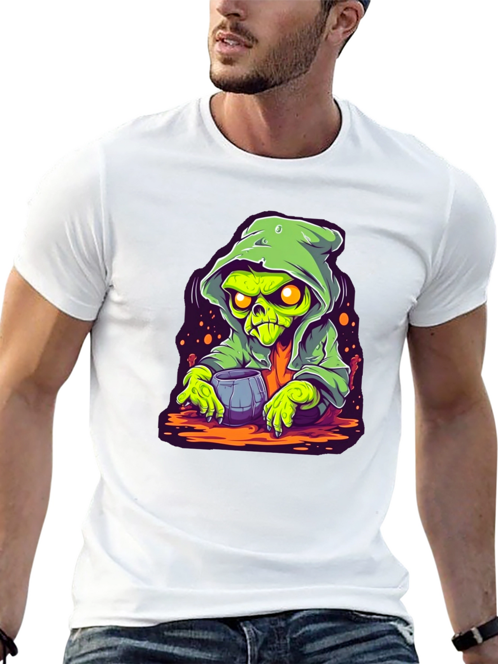 Grim Reaper Cartoon Graphic Black T-Shirt