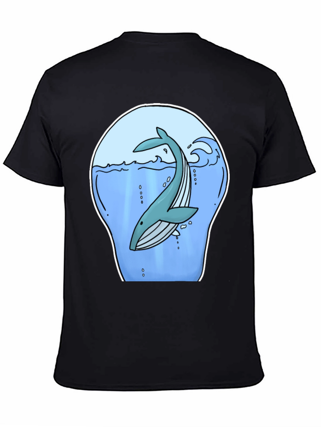 Whale Graphic Print Black T-Shirt