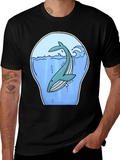 Whale Graphic Print Black T-Shirt