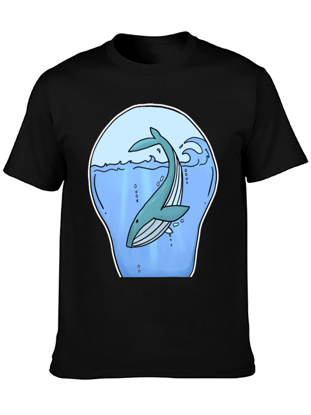 Whale Graphic Print Black T-Shirt