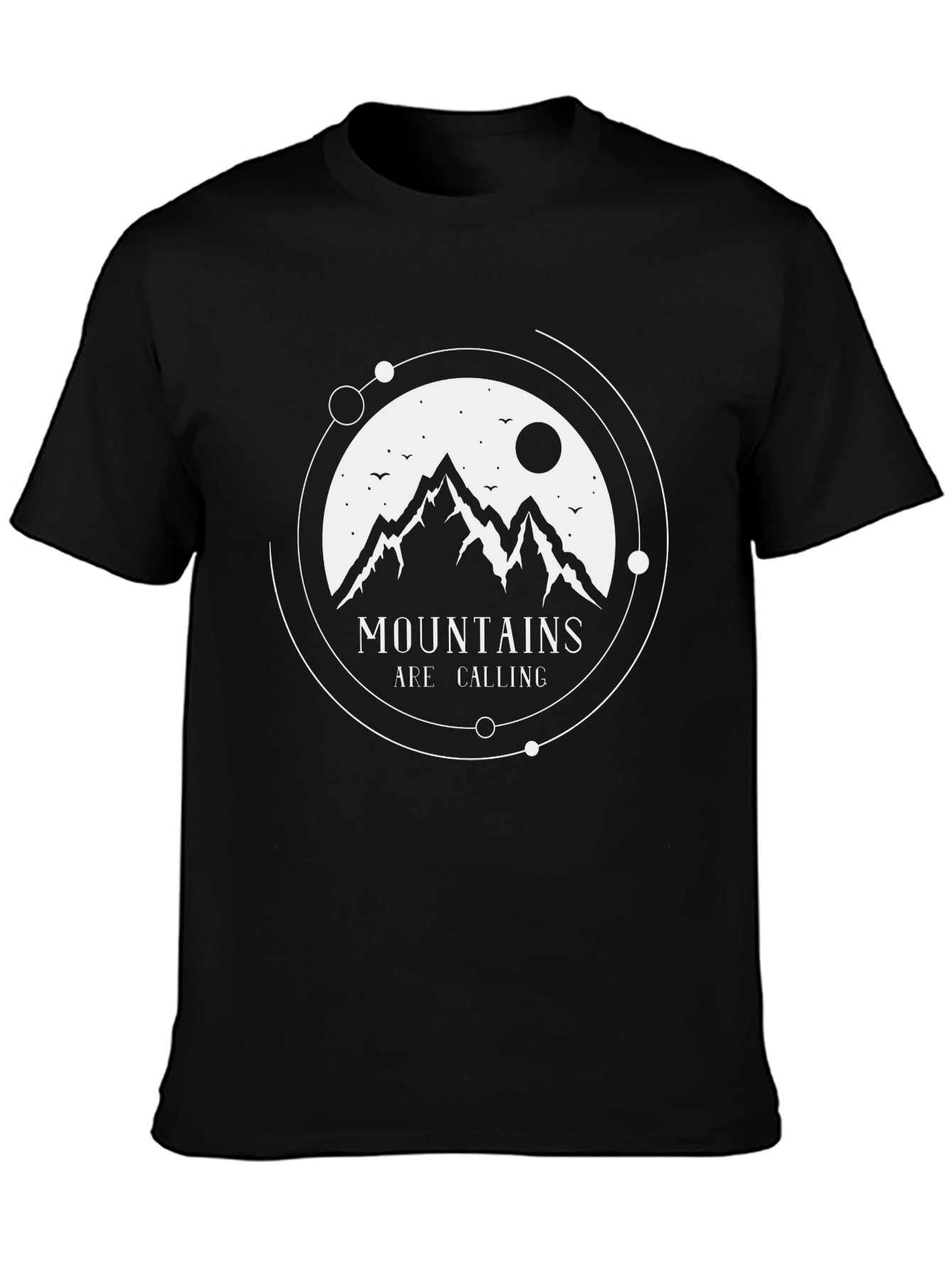 Mountains Are Calling Black Graphic Tee