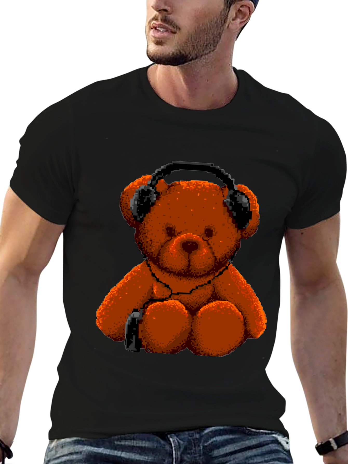 Pixel Teddy Bear T-Shirt - Music Lover Tee