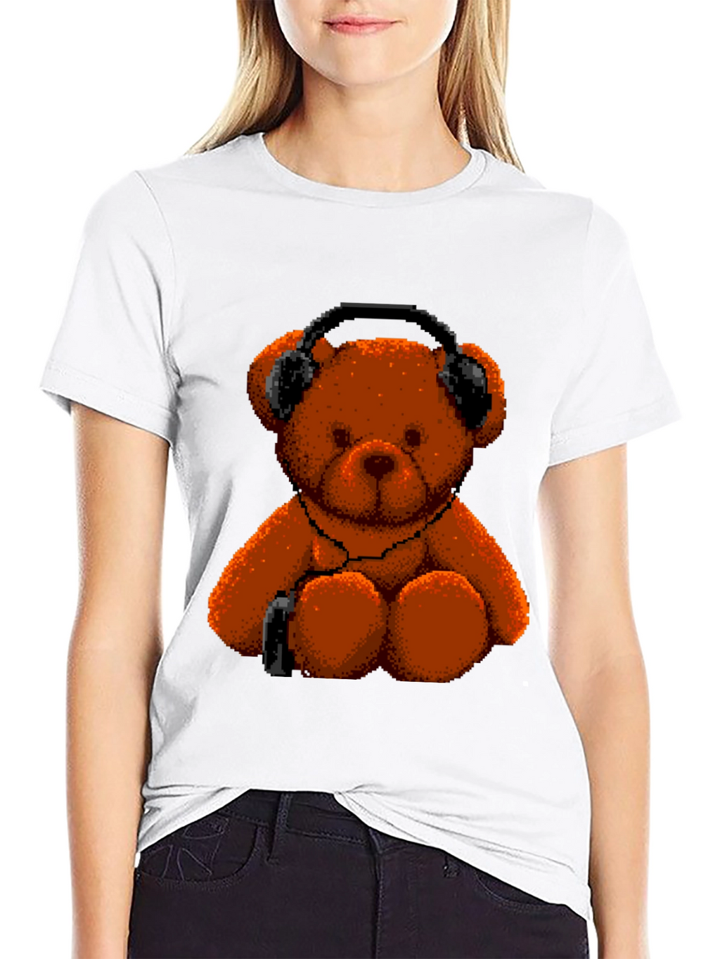 Pixel Teddy Bear T-Shirt - Music Lover Tee