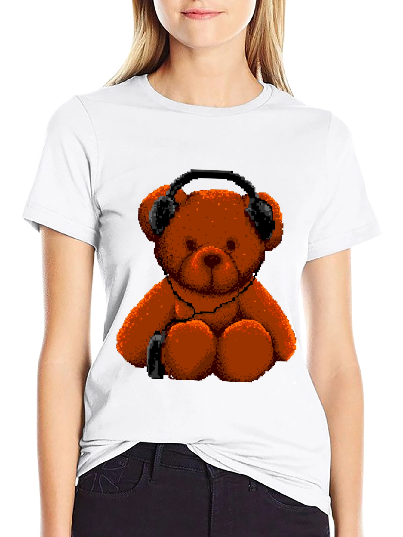 Pixel Teddy Bear T-Shirt - Music Lover Tee