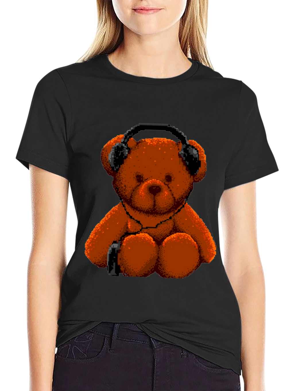 Pixel Teddy Bear T-Shirt - Music Lover Tee
