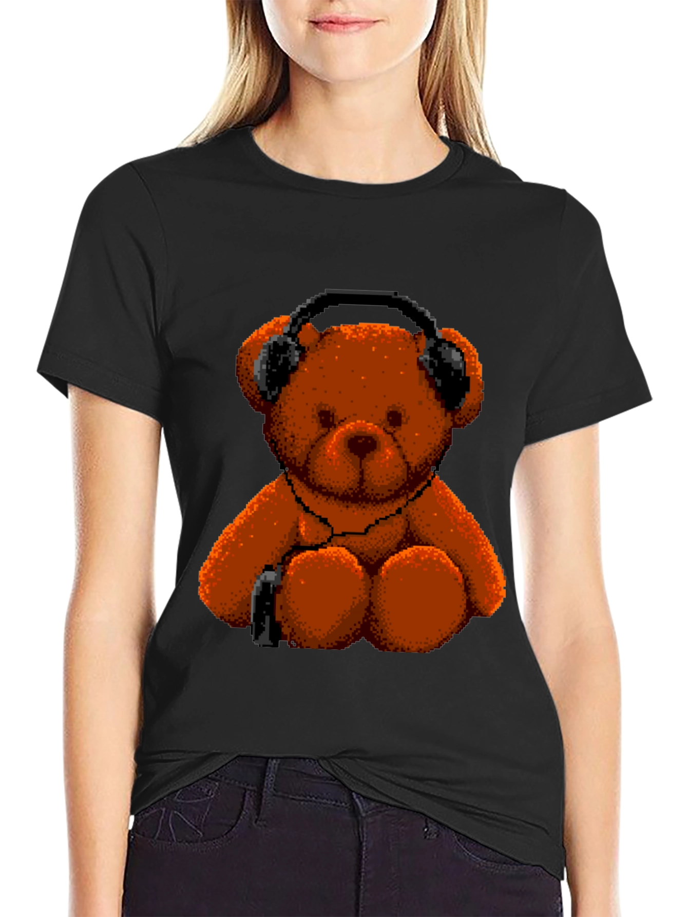 Pixel Teddy Bear T-Shirt - Music Lover Tee
