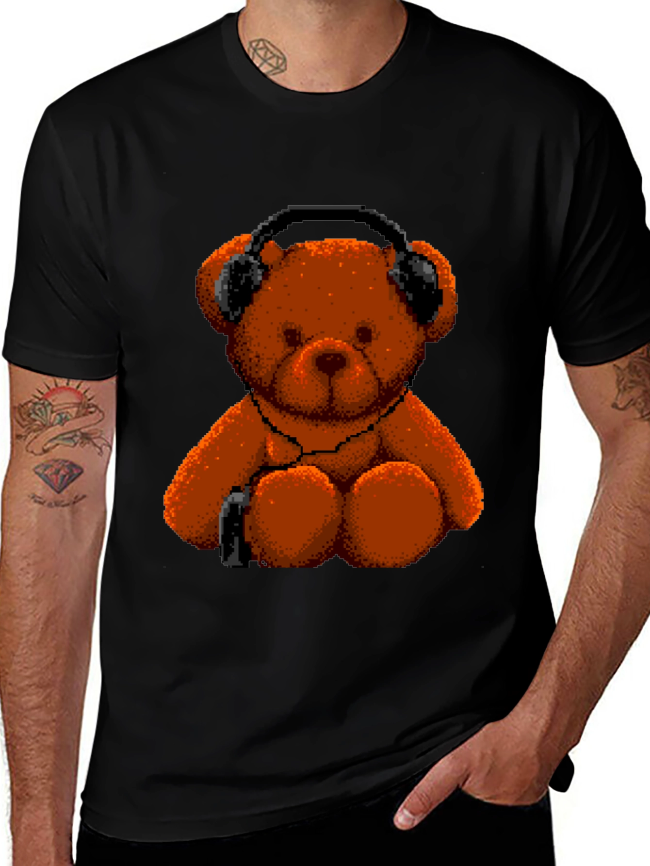 Pixel Teddy Bear T-Shirt - Music Lover Tee