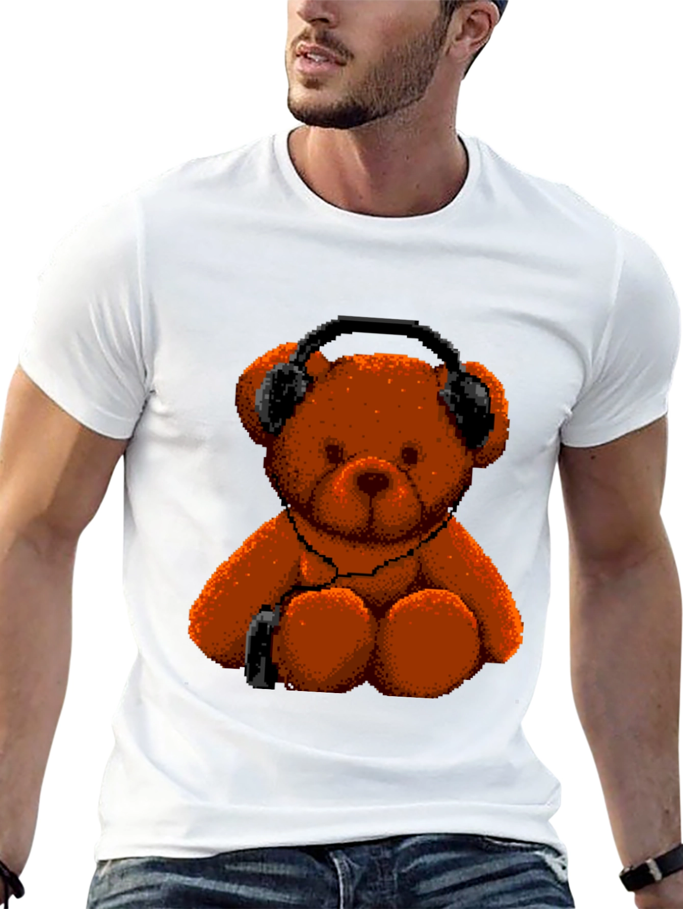 Pixel Teddy Bear T-Shirt - Music Lover Tee