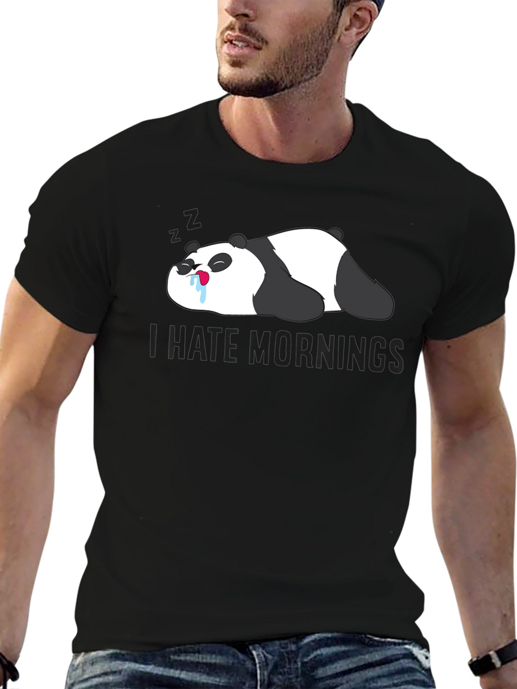 I Hate Mornings Panda Graphic Tee