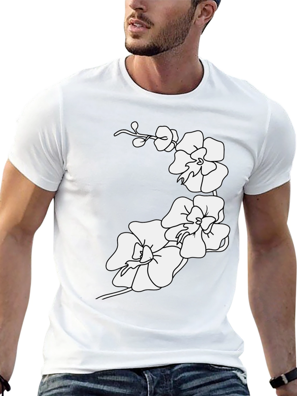 Orchid Flower Print Tee - Casual Style