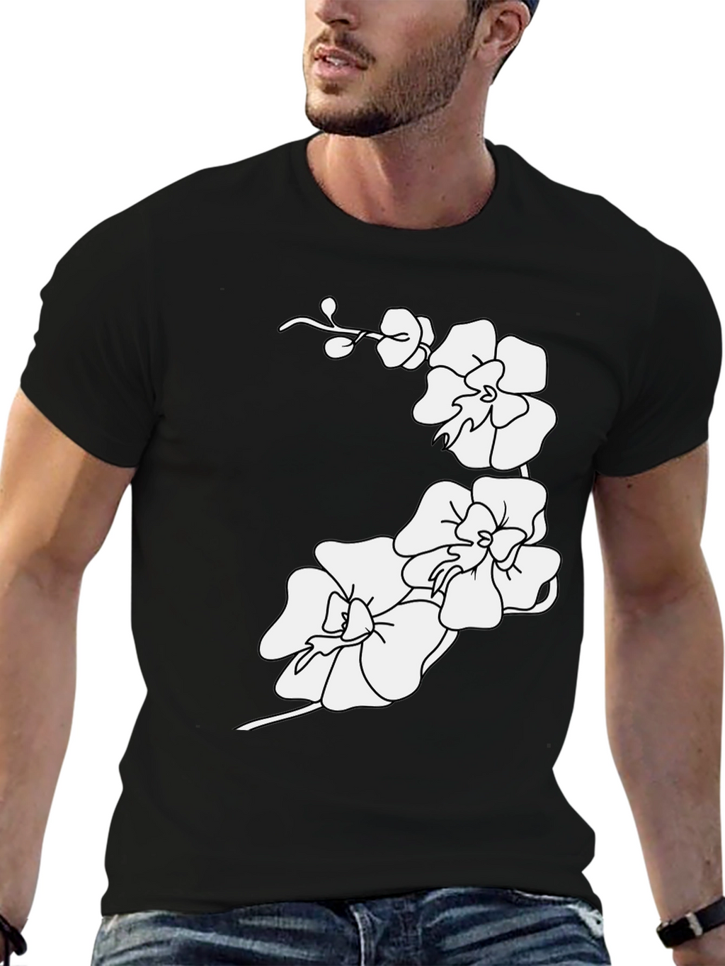 Orchid Flower Print Tee - Casual Style