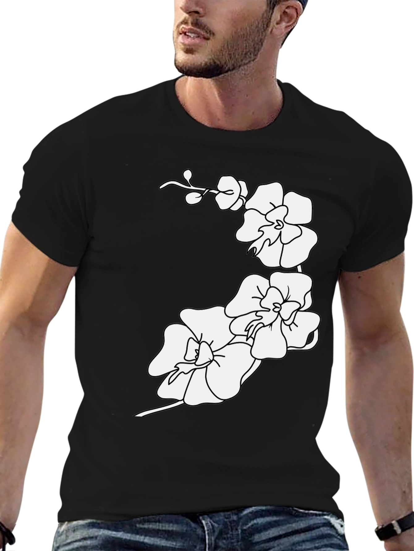 Orchid Flower Print Tee - Casual Style