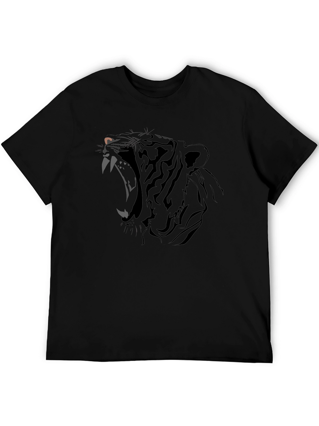 Mens Black Graphic Tee - Roaring Tiger Design