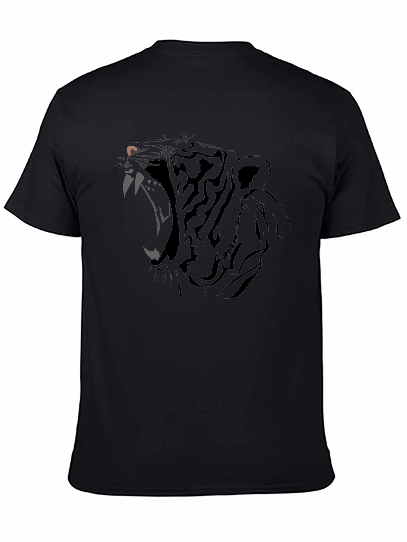 Mens Black Graphic Tee - Roaring Tiger Design