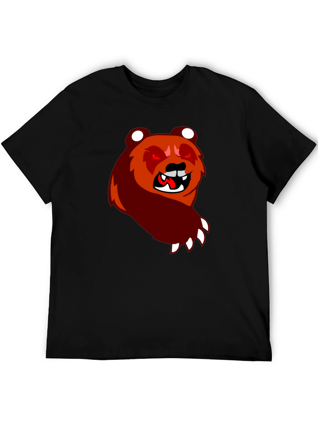Cartoon Bear Graphic Black T-Shirt