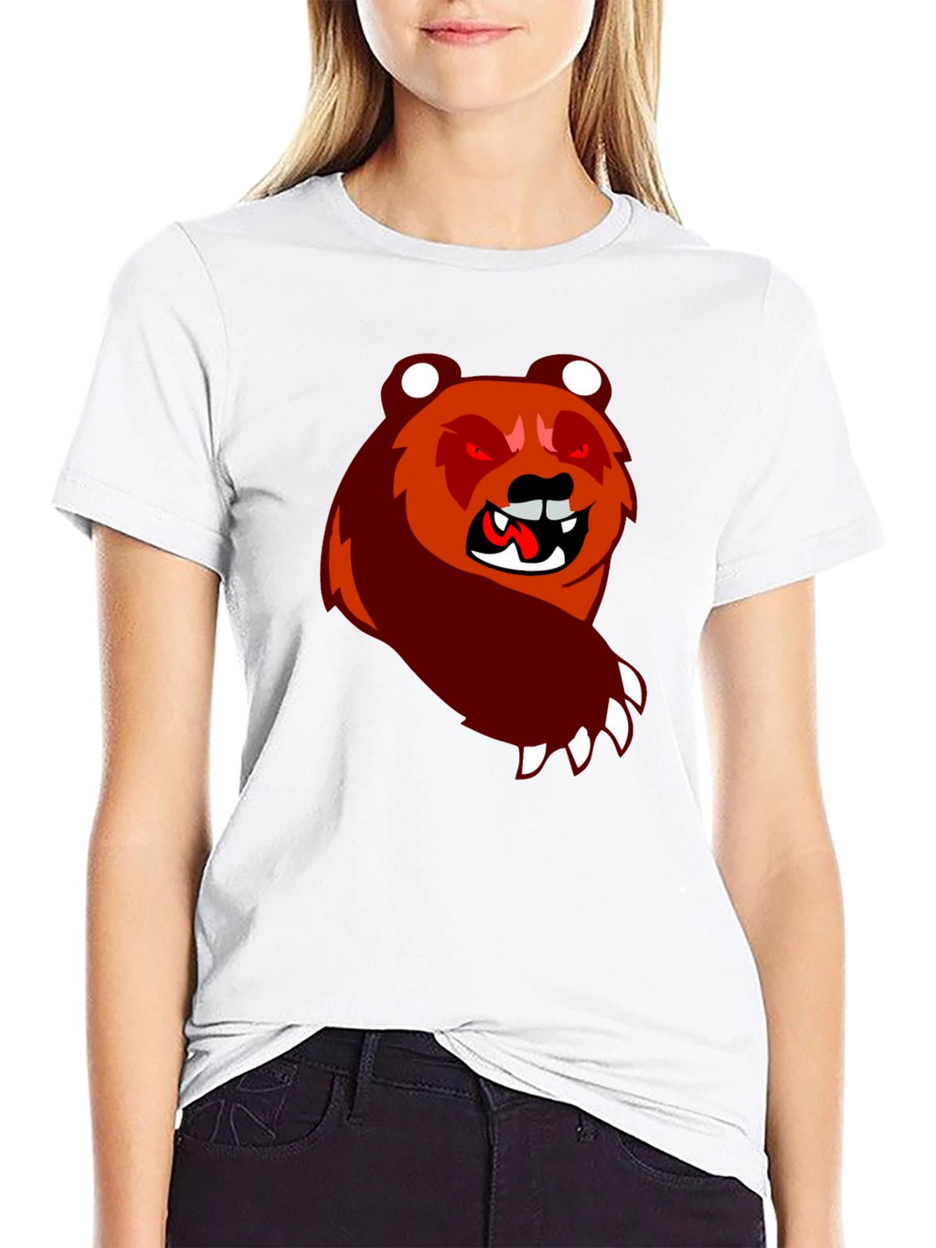 Cartoon Bear Graphic Black T-Shirt