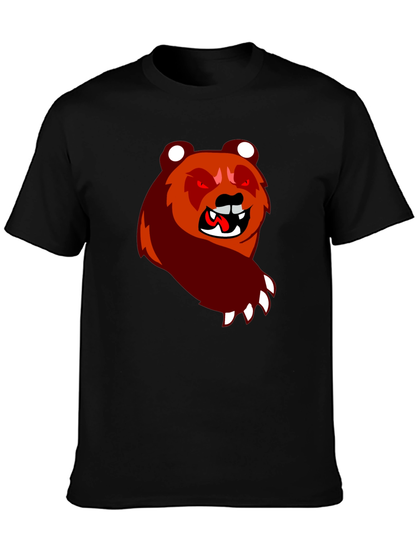 Cartoon Bear Graphic Black T-Shirt