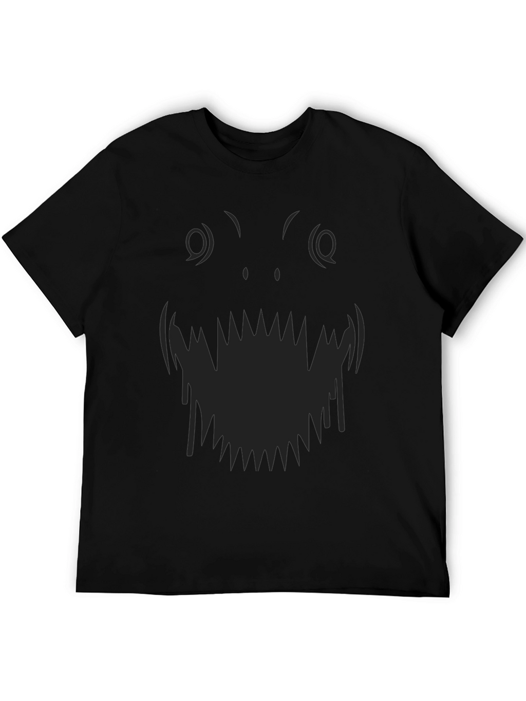 Monster Face Graphic Tee - Black Cotton T-Shirt