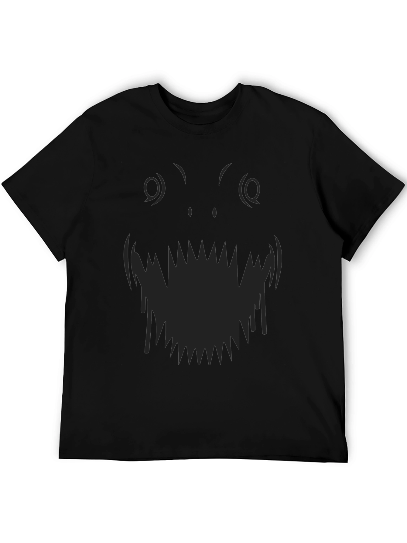Monster Face Graphic Tee - Black Cotton T-Shirt