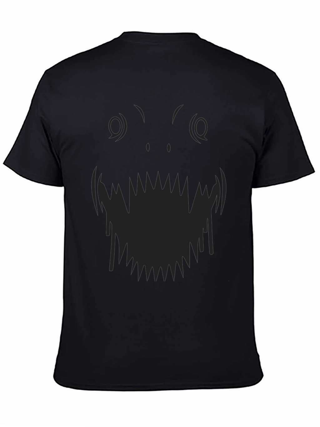 Monster Face Graphic Tee - Black Cotton T-Shirt