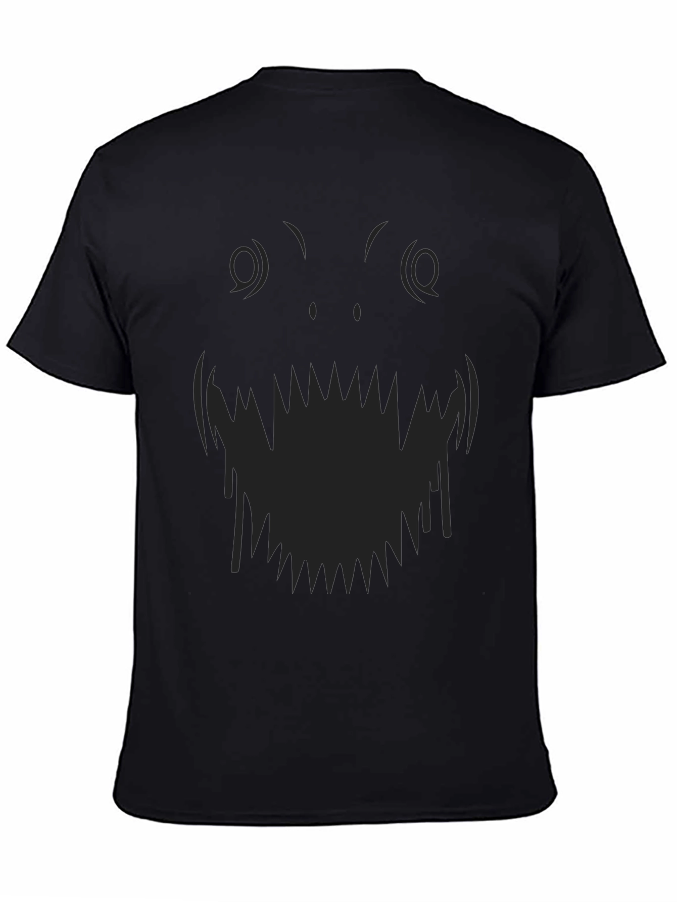Monster Face Graphic Tee - Black Cotton T-Shirt