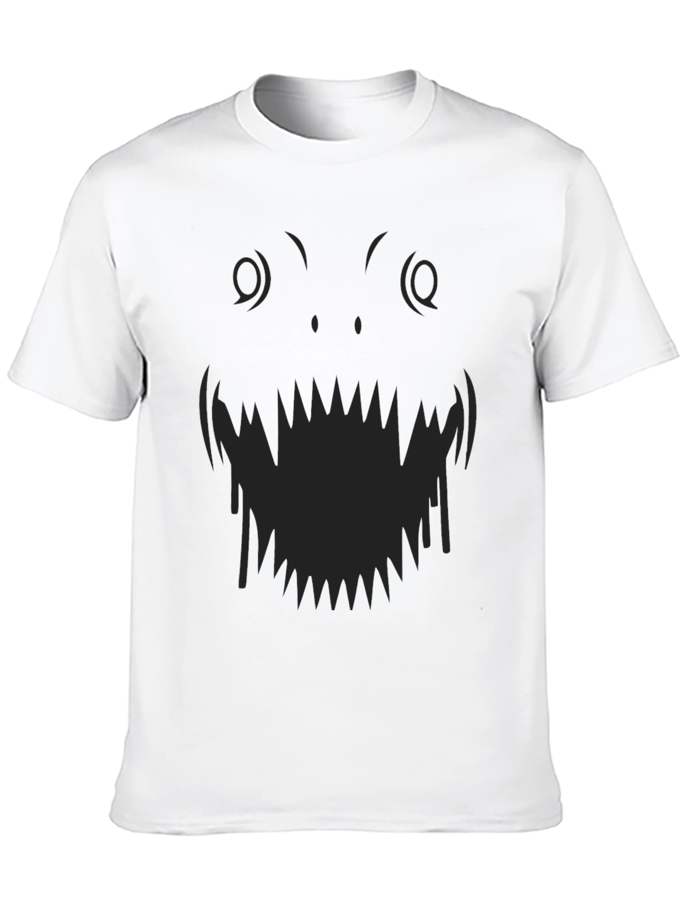 Monster Face Graphic Tee - Black Cotton T-Shirt