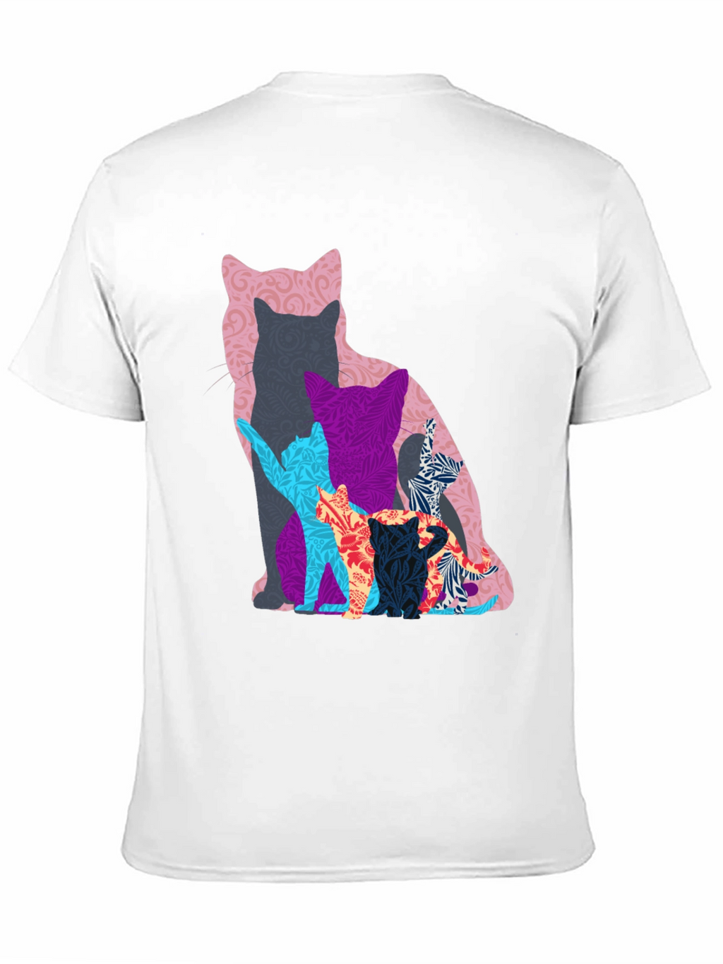 Stylish Cat Silhouette Graphic Tee - Black