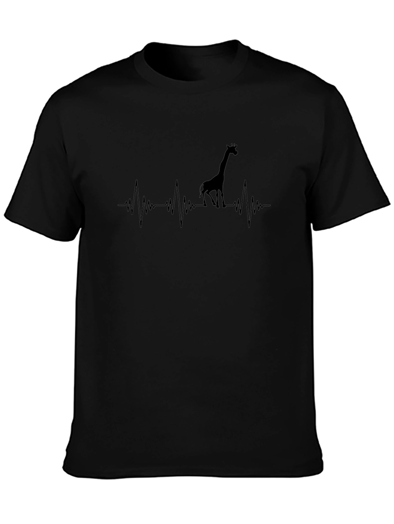 Giraffe Heartbeat Graphic Tee - Black