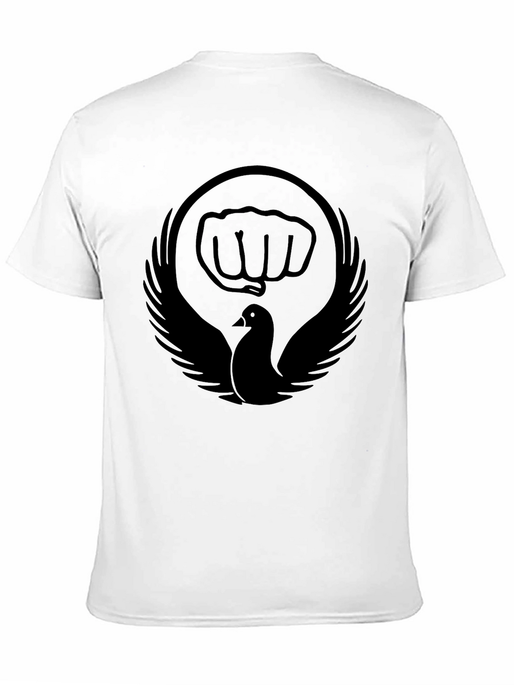 Black T-Shirt with Dove and Fist Graphic