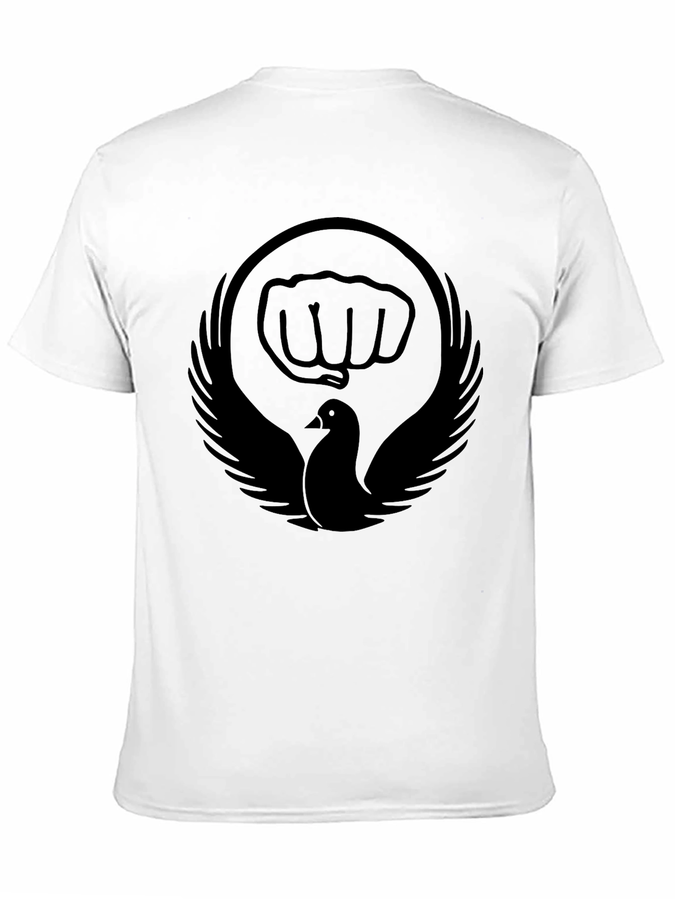 Black T-Shirt with Dove and Fist Graphic