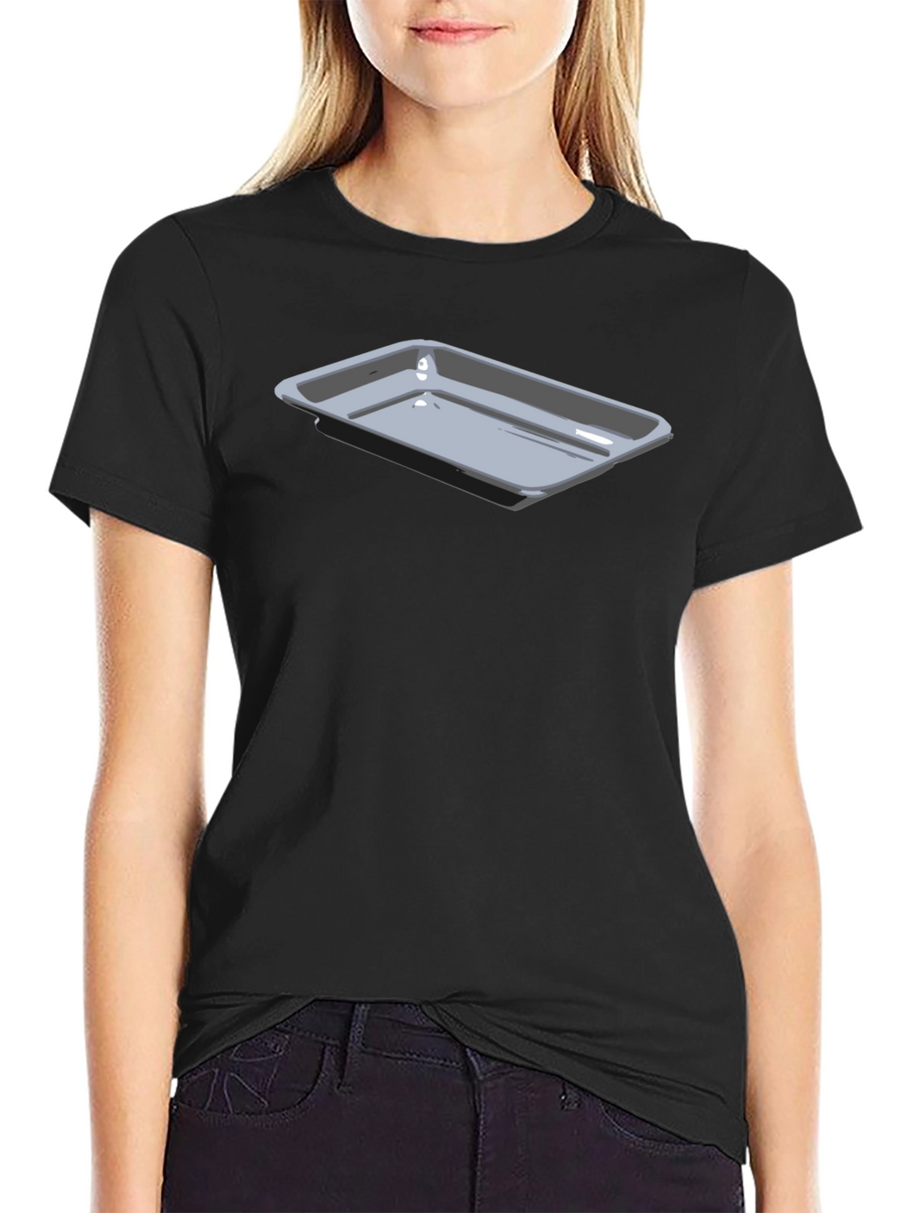 Mens Black T-Shirt with Serving Tray Graphic