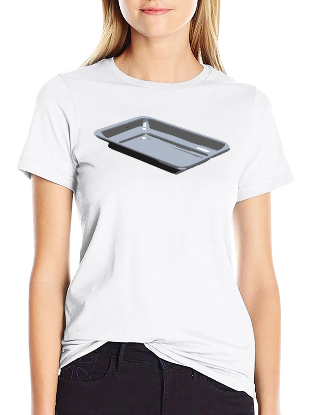 Mens Black T-Shirt with Serving Tray Graphic