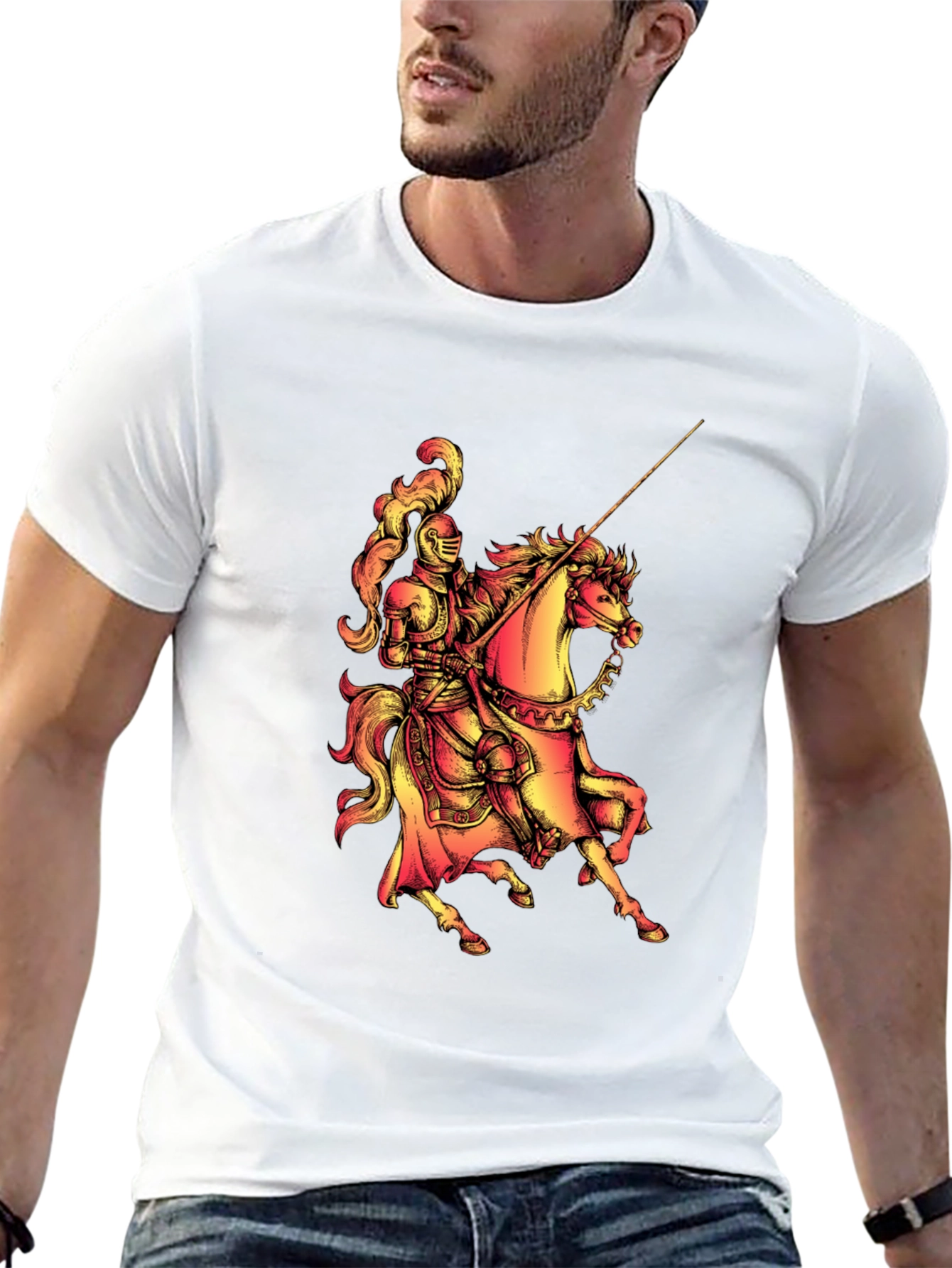 Knight on Horseback Graphic Tee - Medieval Style