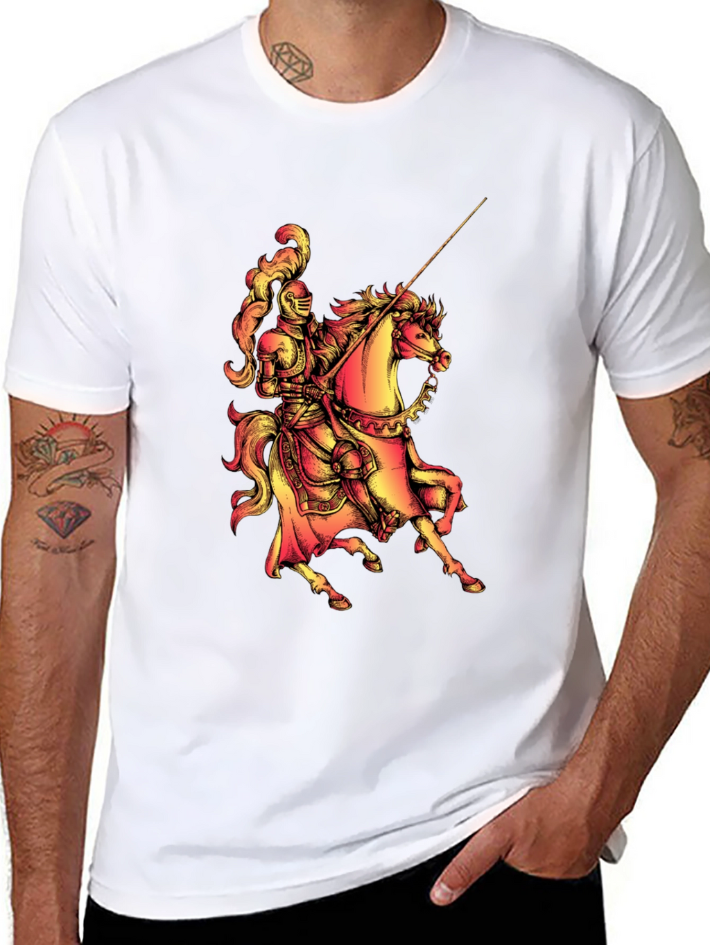 Knight on Horseback Graphic Tee - Medieval Style