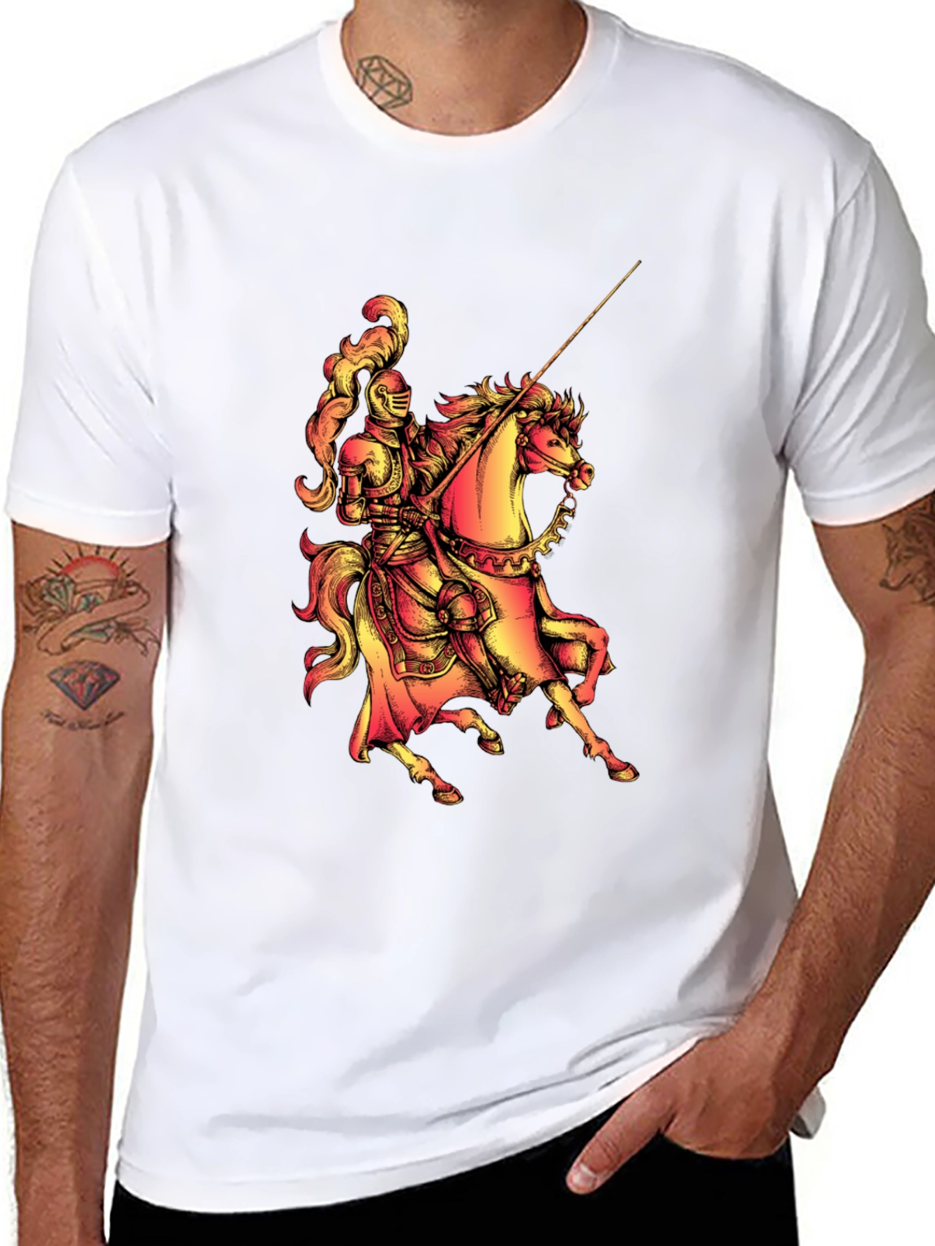 Knight on Horseback Graphic Tee - Medieval Style