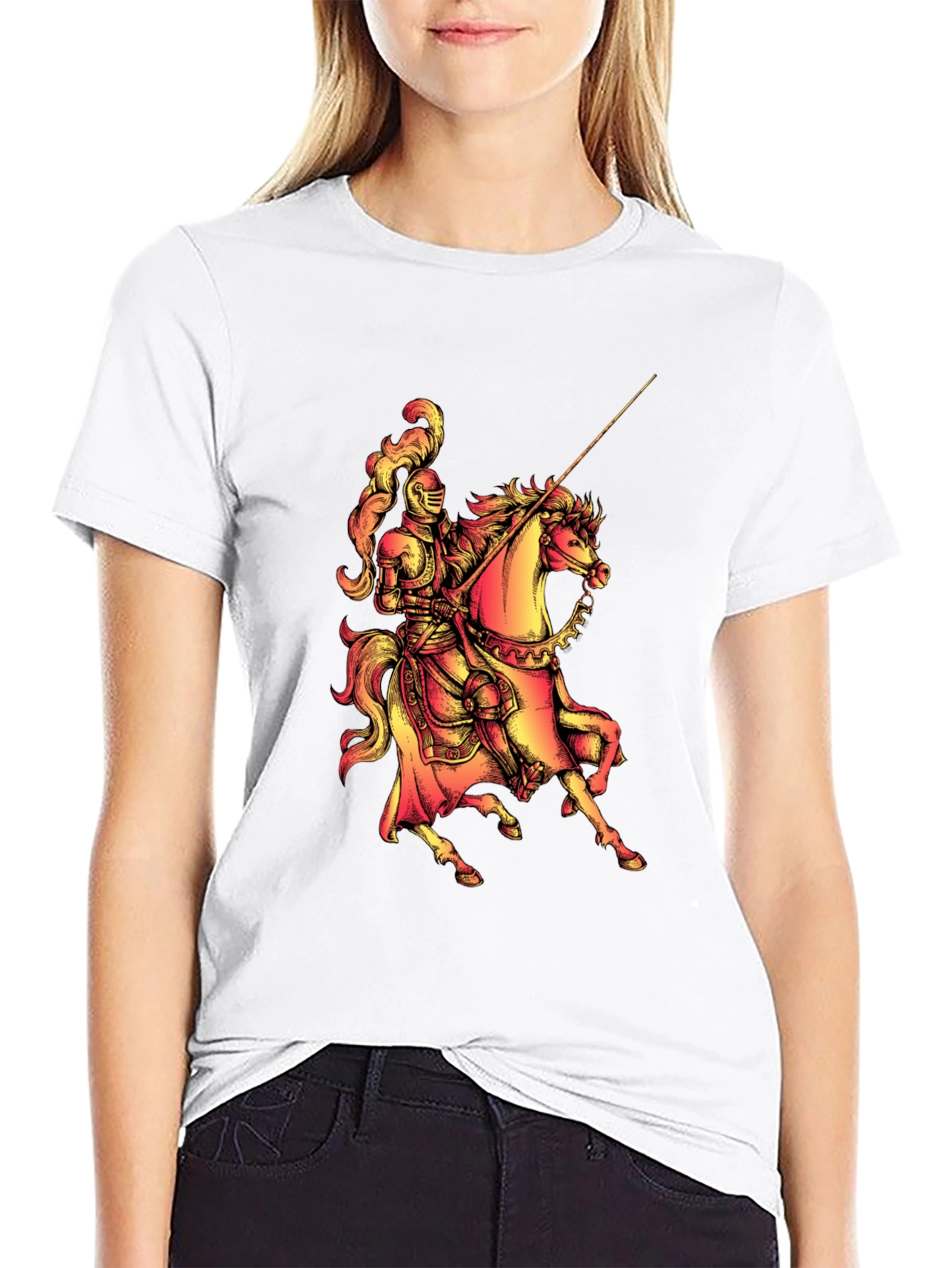 Knight on Horseback Graphic Tee - Medieval Style