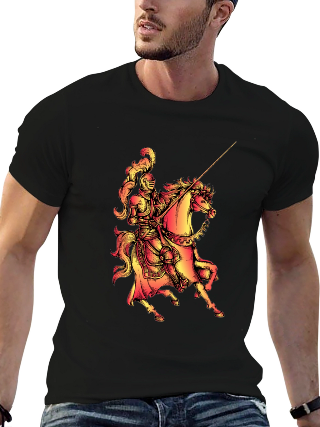 Knight on Horseback Graphic Tee - Medieval Style