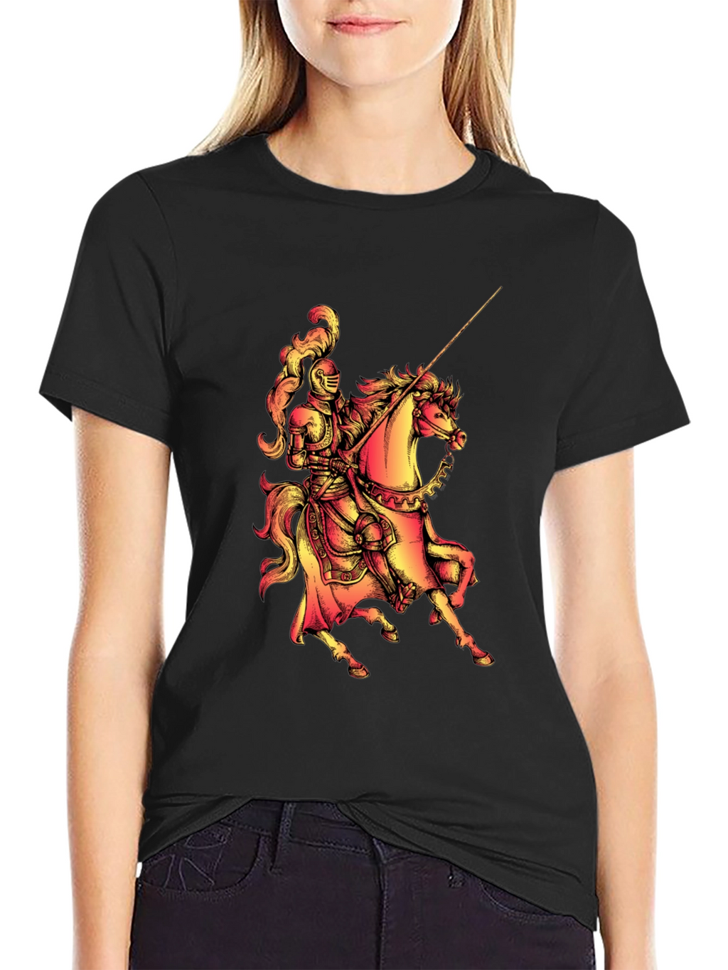 Knight on Horseback Graphic Tee - Medieval Style