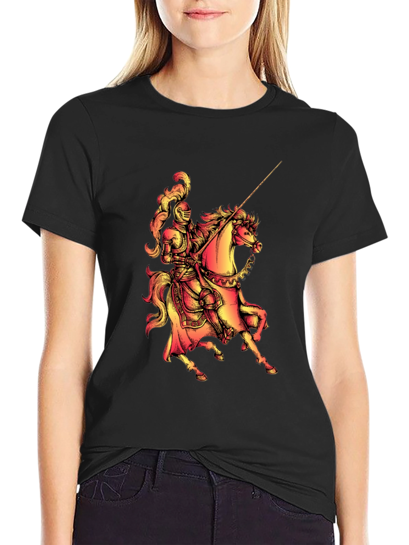 Knight on Horseback Graphic Tee - Medieval Style