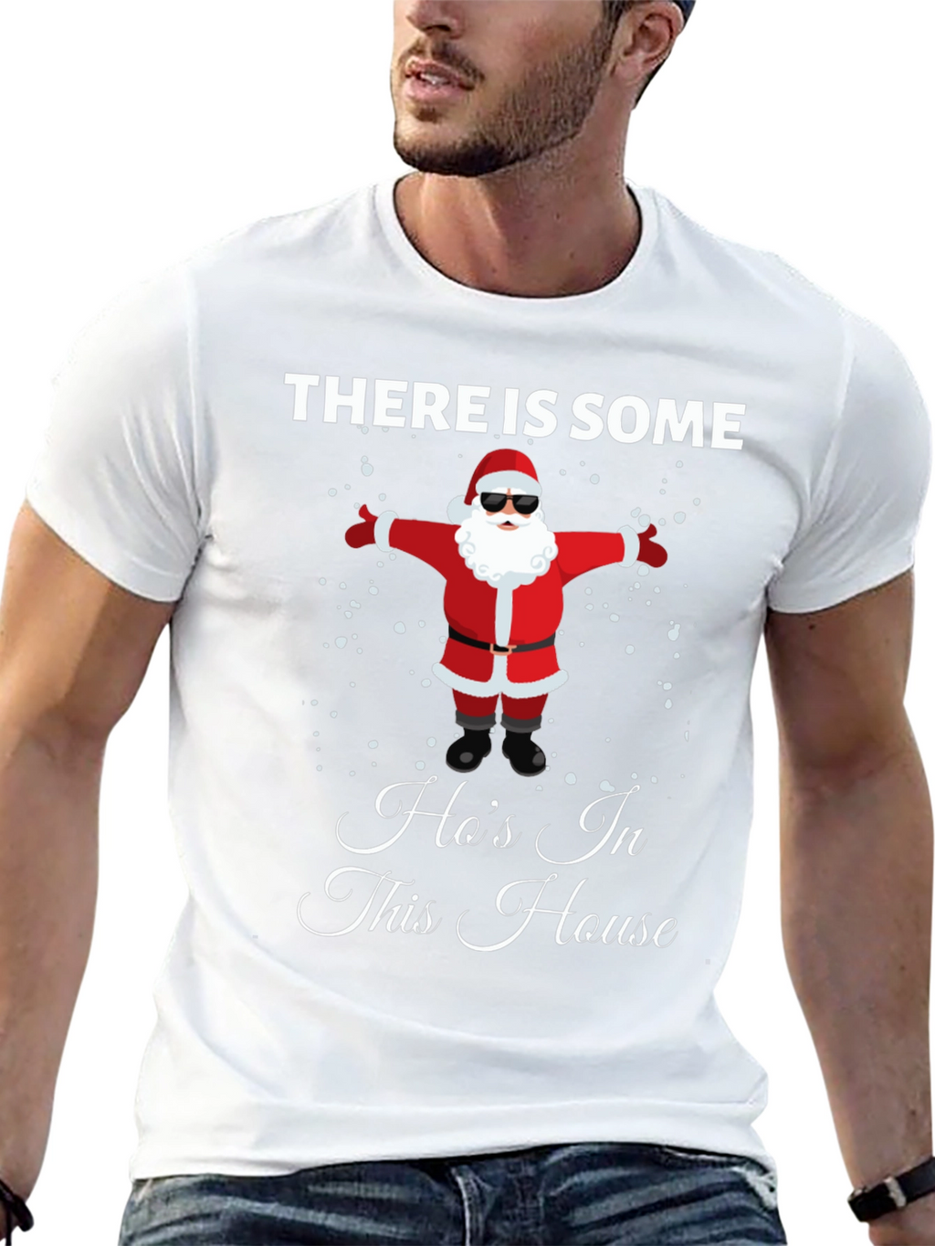Funny Santa Hos In This House Black T-Shirt