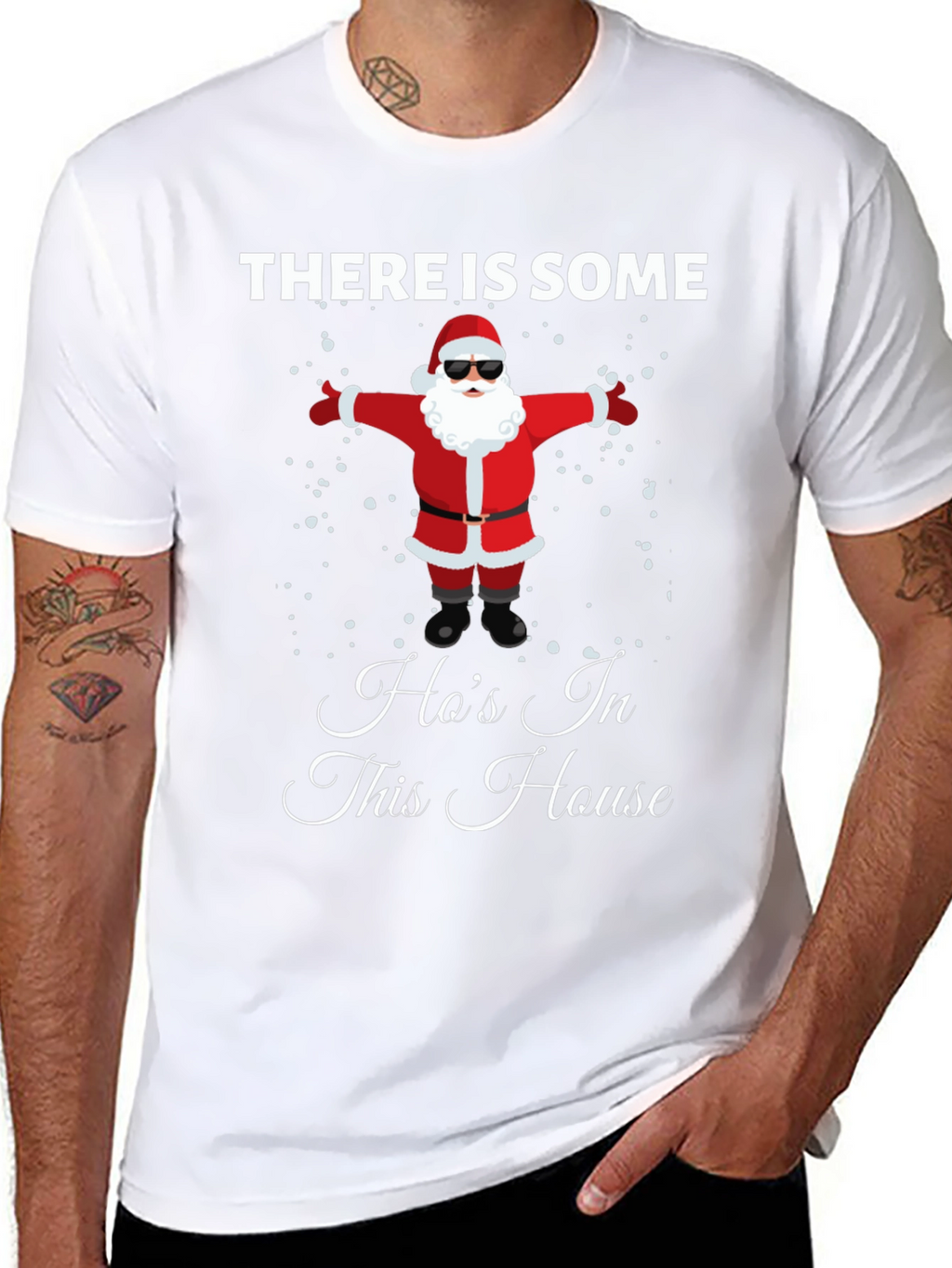 Funny Santa Hos In This House Black T-Shirt
