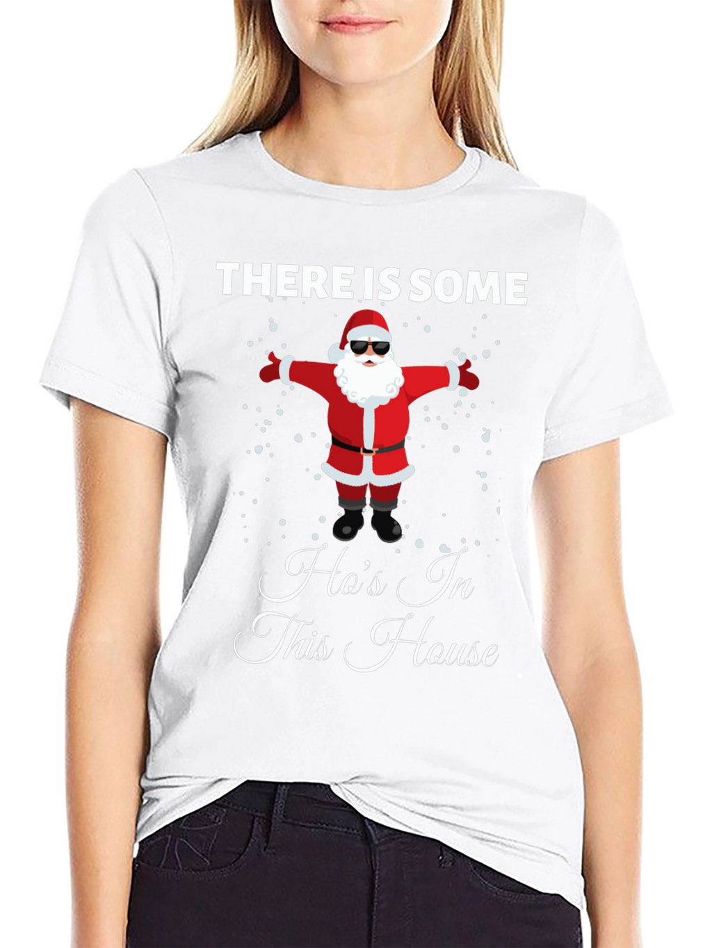 Funny Santa Hos In This House Black T-Shirt
