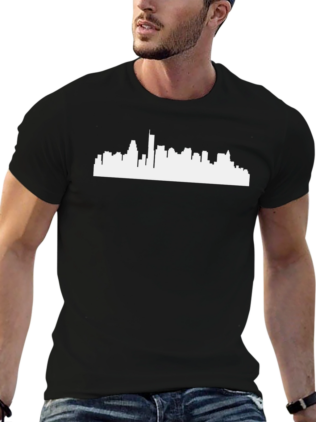 City Skyline Graphic Tee - Classic Black Crew Neck