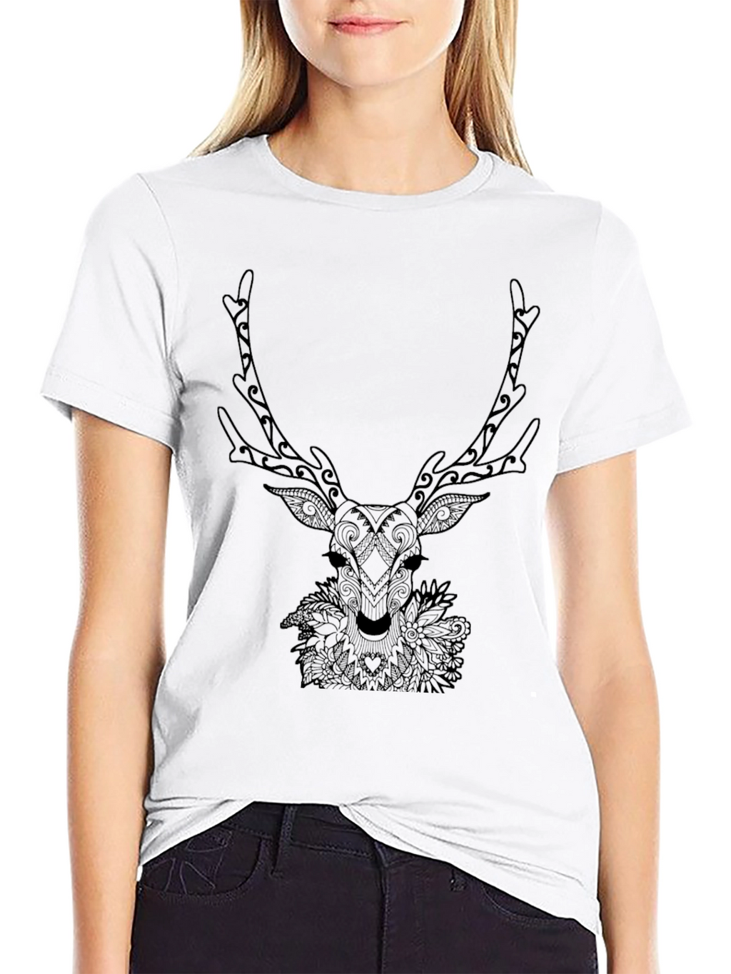 Black Deer Graphic T-Shirt - Nature Inspired Tee