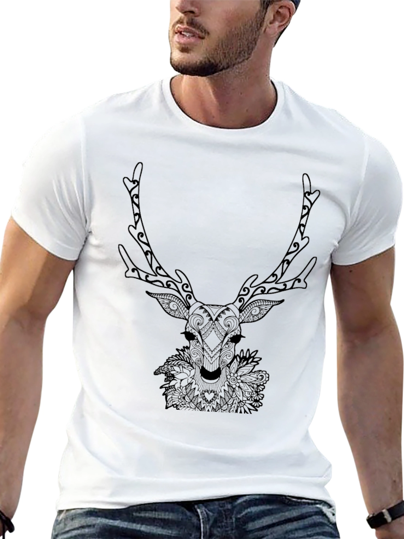 Black Deer Graphic T-Shirt - Nature Inspired Tee